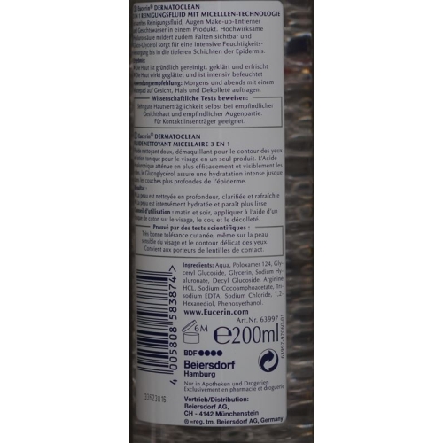 Eucerin Dermatoclean 3in1 Micelle Cleansing Fluid 200ml buy online