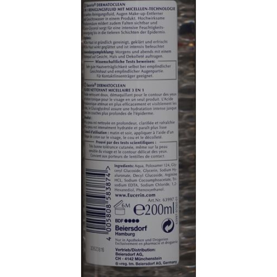 Eucerin Dermatoclean 3in1 Micelle Cleansing Fluid Big 400ml buy online