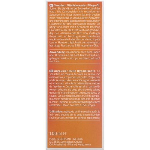Weleda Sanddorn Vitalisierendes Pflege-Öl Glasflasche 100ml buy online